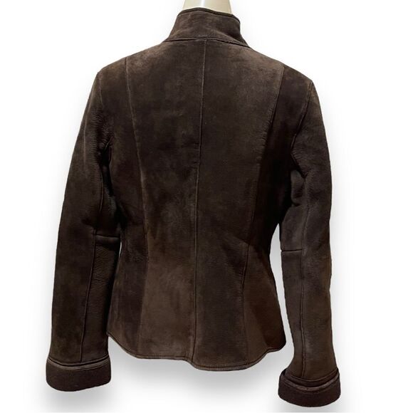 Kenneth Cole Reaction Brown Suede Sherpa Lined Zip Front Jacket - Picture 4 of 14